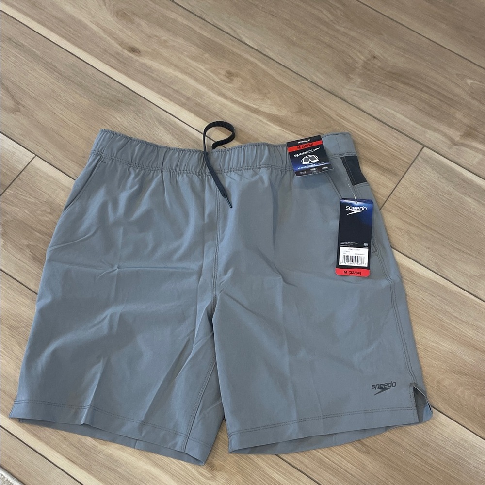 New Speedo Techvolley Charcoal Swim Trunks 32/34